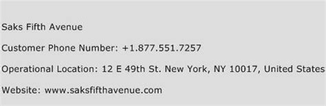 saks fifth avenue telephone number.